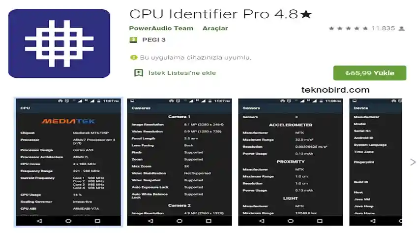 Android için Pro CPU Identifier APK Ücretsiz İndir
