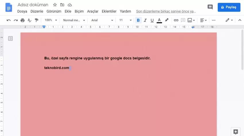 Google Dokümanlar Sayfa Rengi Nasıl Değiştirilir