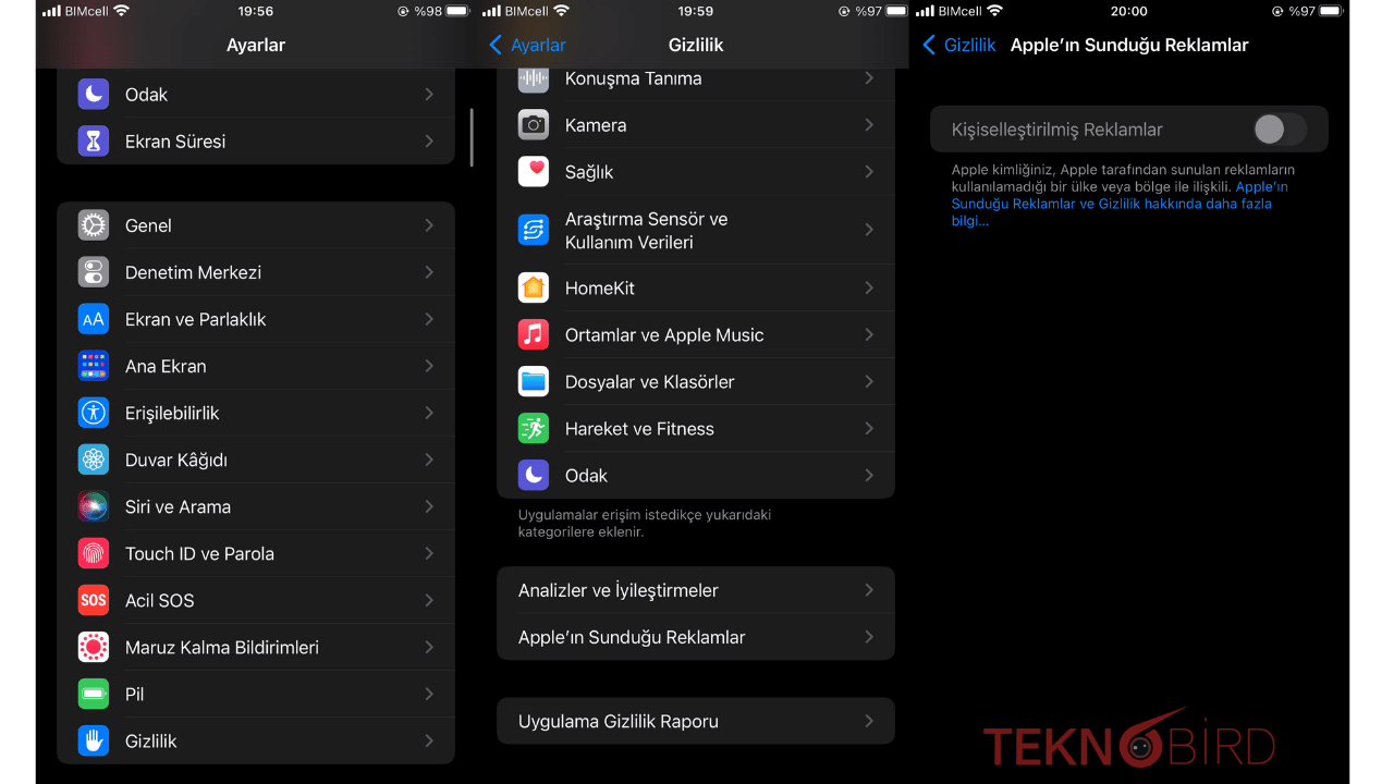 iPhone Reklam Takibini Sınırlandırma