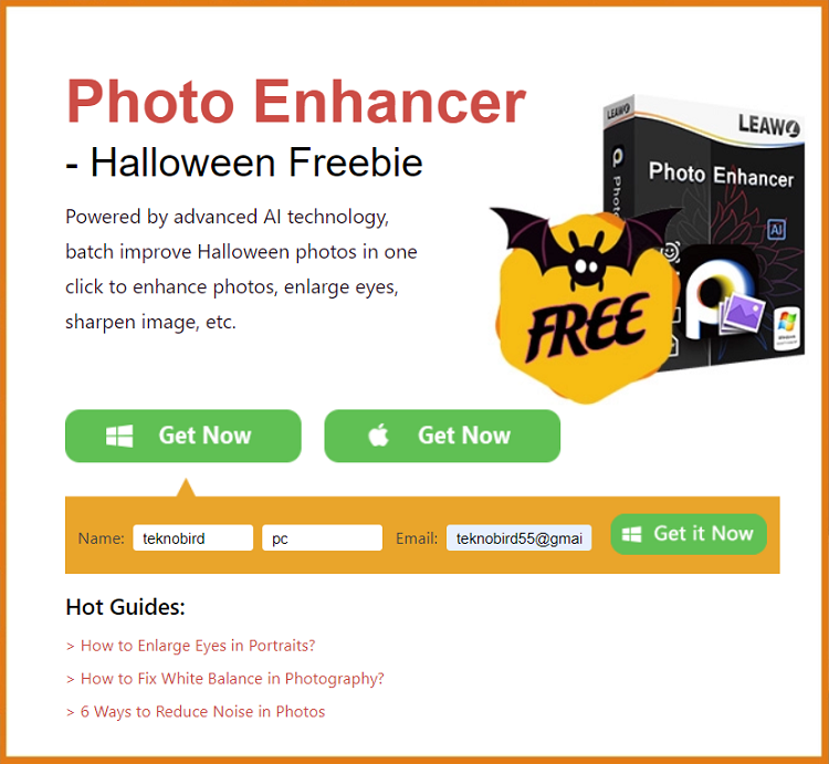Leawo Photo Enhancer Promosyon Sayfası