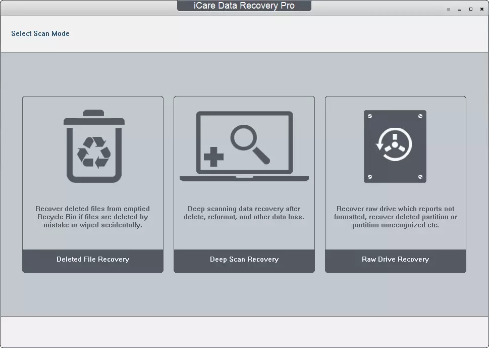 iCare Data Recovery PRO - Tarama Modunu Seçme Ekranı