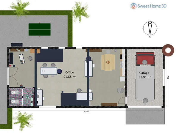 Sweet Home 3D Office ve Garaj Örneği