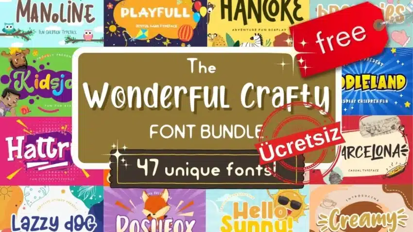 The Wonderful Crafty Font Bundle: 47 Premium Yazı Tipi Ücretsiz İndir