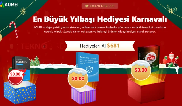 AOMEI Yılbaşı Hediyesi: Toplam Değeri 681$ Olan Yazılımlara Ücretsiz Sahip Olun!