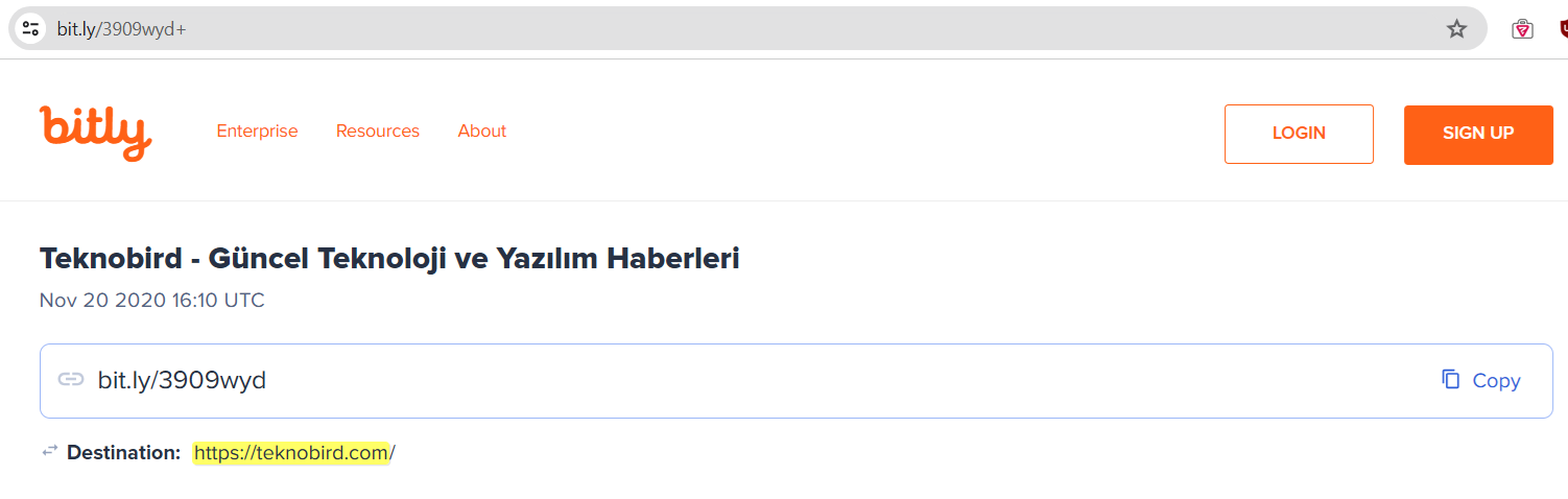 bit.ly kısaltılmış url görme