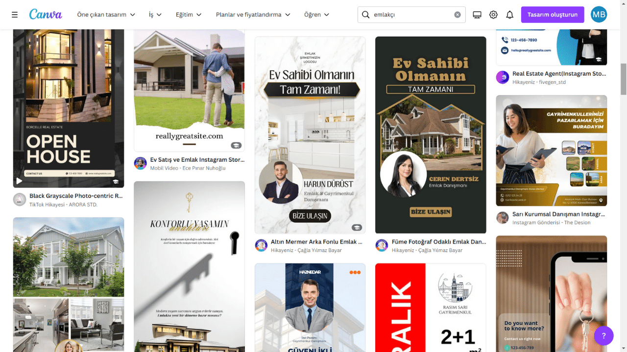 Canva Emlakçı Şablonları Ücretsiz İndir