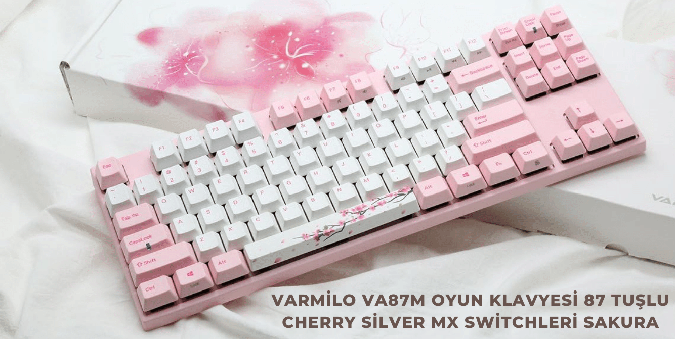 Varmilo VA87M Oyun Klavyesi 87 Tuşlu Cherry Silver MX Switchleri Sakura Mekanik Klavye