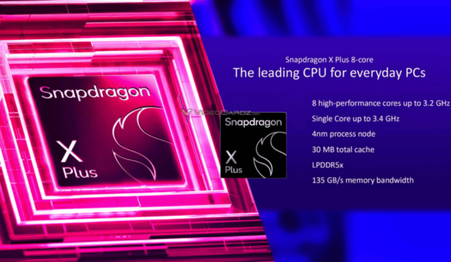 Qualcomm, 1,7 TFLOPS gücünde 8 çekirdekli Snapdragon X Plus çipsetini tanıttı