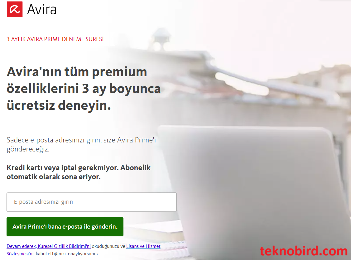 Avira Prime 3 Ay Ücretsiz Trial Deneme Sayfası