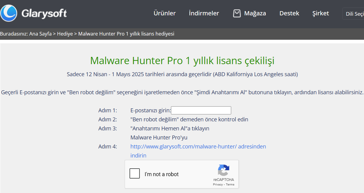 Malware Hunter Pro 1 yıllık lisans çekilişi