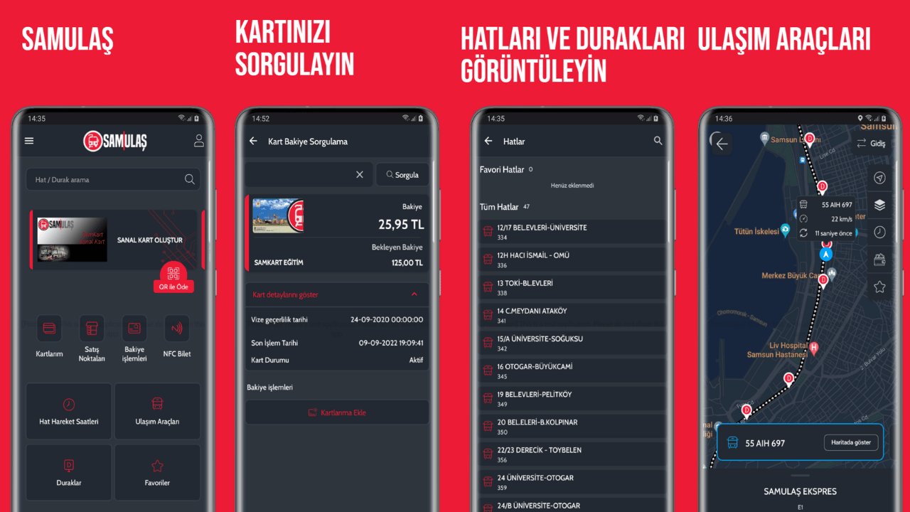 SAMULAŞ Mobil Uygulaması Özellikleri