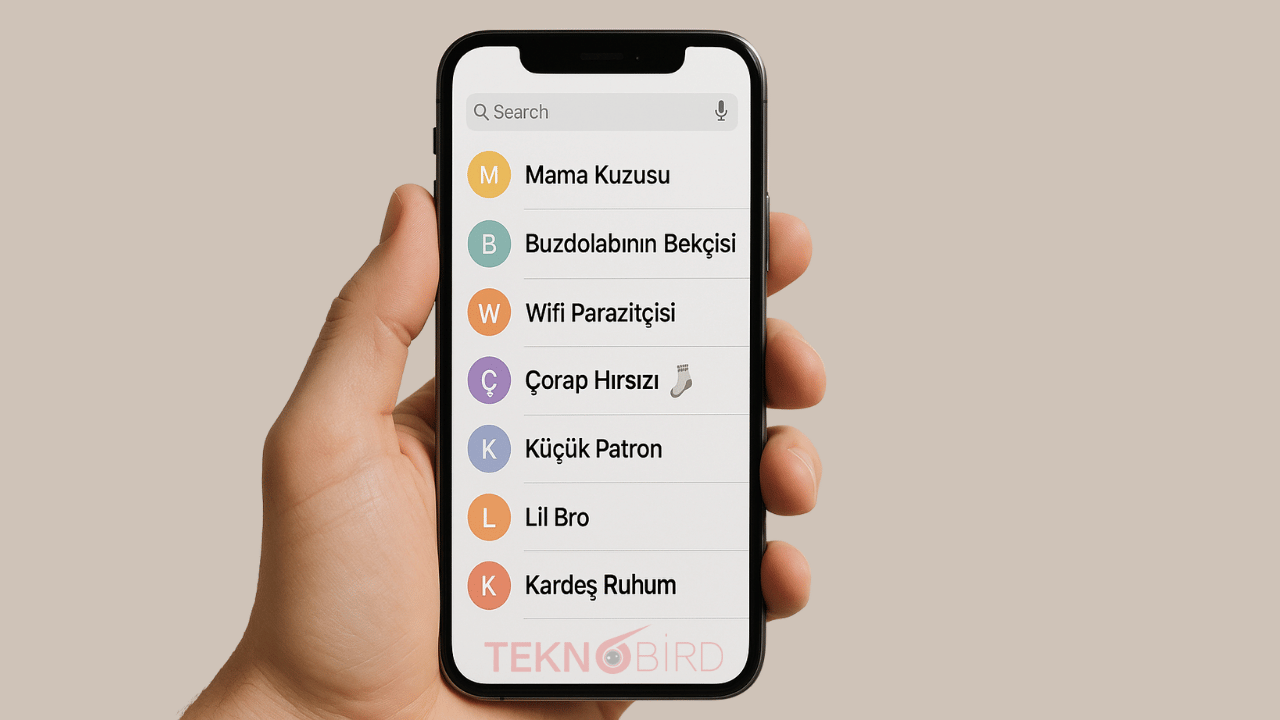 Yaratıcı Rehber İsimleriyle Kişiselleştirilmiş Akıllı Telefon Ekranı
