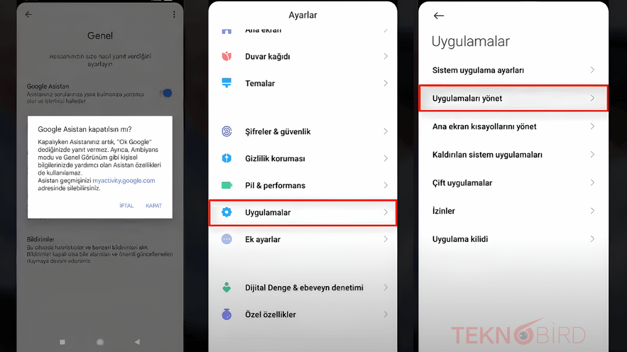 Google Sesli Asistan Kapatma Görsel Anlatım