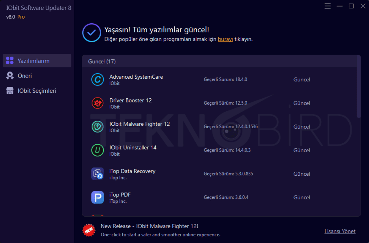 IObit Software Updater PRO 8 Key - Ücretsiz Yazılım Güncelleme