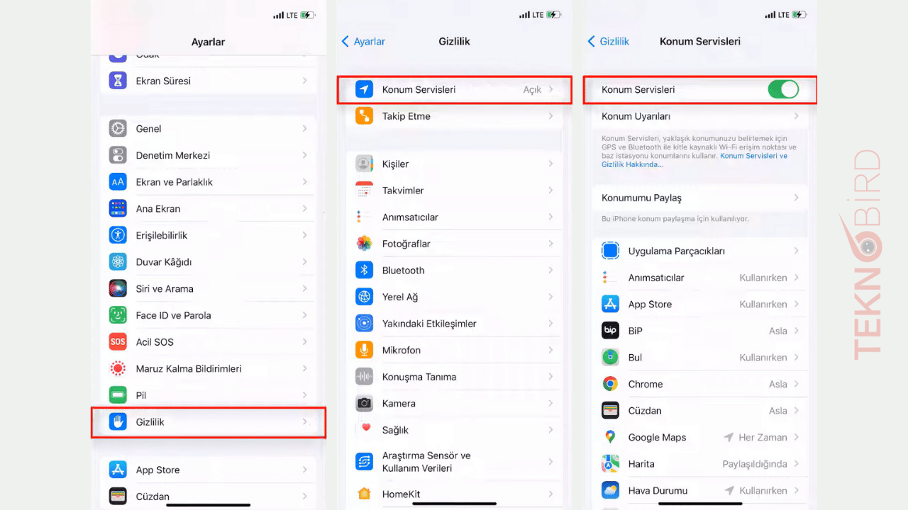 iPhone'da Konum Servisleri Nasıl Açılır? (Adım Adım Görsel Anlatım)