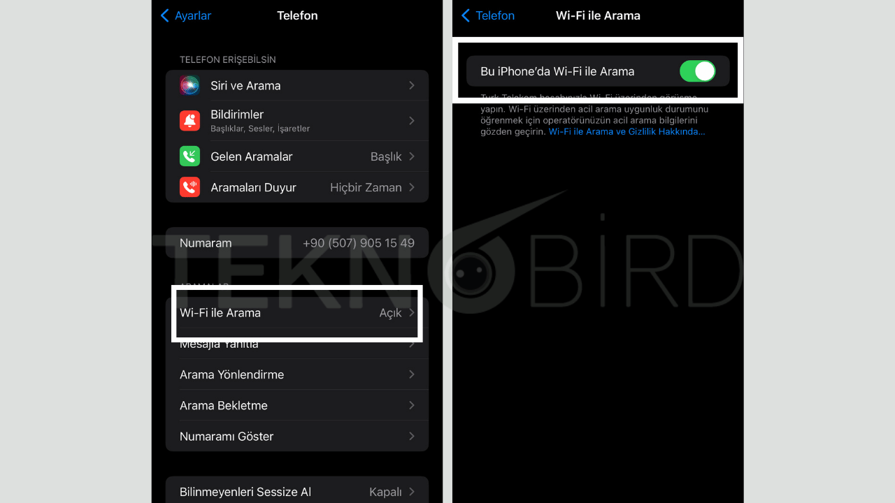 iphone wifi arama açma adımları