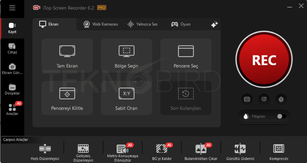 iTop Screen Recorder PRO 6 Arayüzü ve Özellikleri