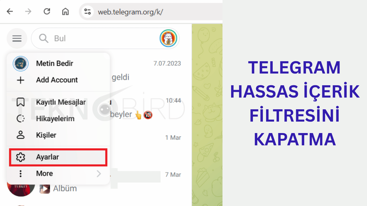 Telegram Hassas İçerik Filtresini Kapatın