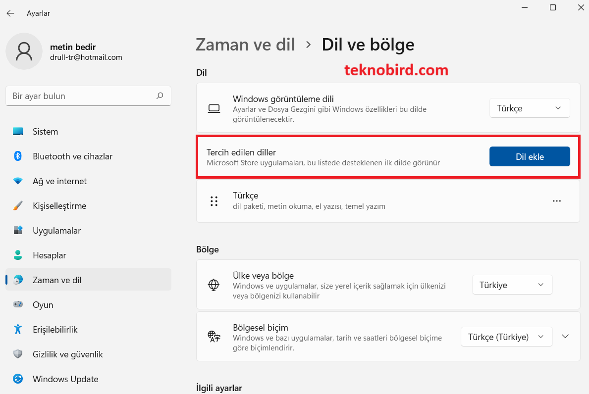 Windows 11 Dil Ayarları: Yeni Dil Ekleme ve Varsayılan Yapma