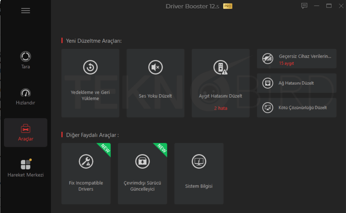 Driver Booster 12.5 PRO – Araçlar Ekranı