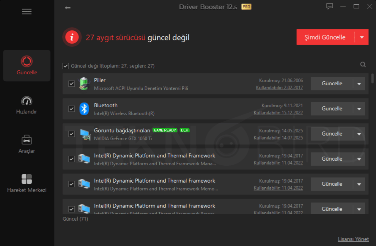 Driver Booster 12.5 PRO – Sürücü Güncelleme Ekranı