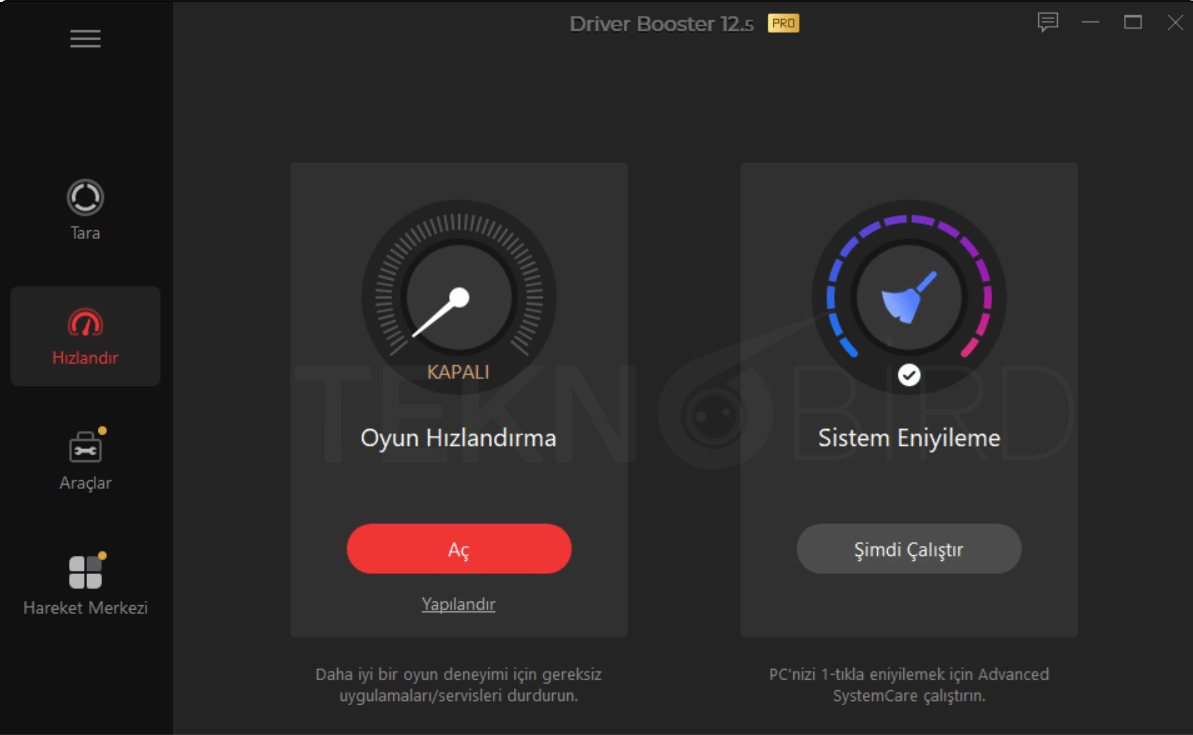 Driver Booster 12.5 PRO Hızlandırma Özellikleri: Oyun Hızlandırma ve Sistem Eniyileme