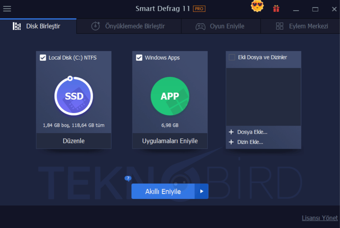 Smart Defrag 11 PRO Key - Arayüzü
