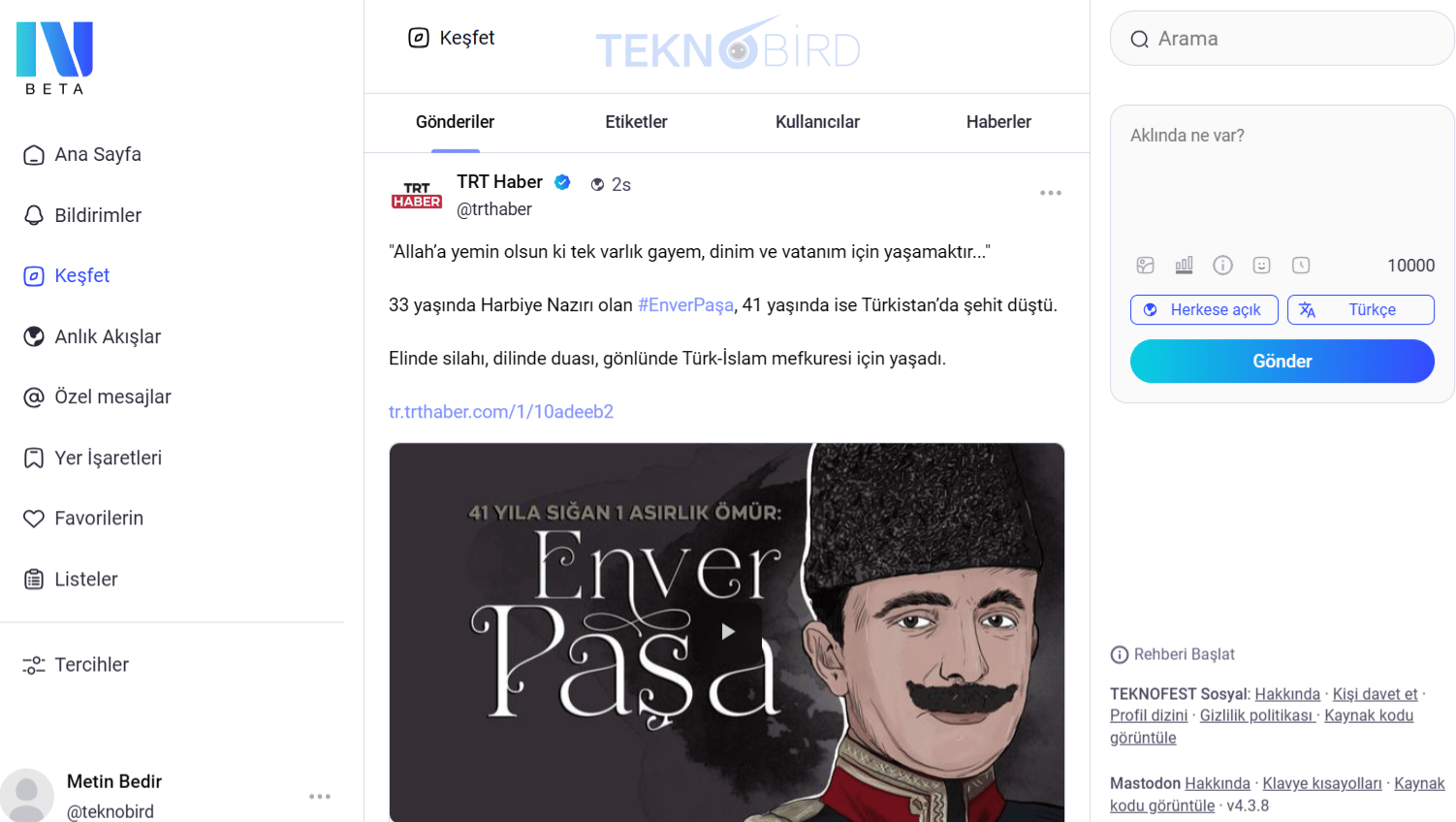 Next Sosyal Web Keşfet Akışı Bölümü