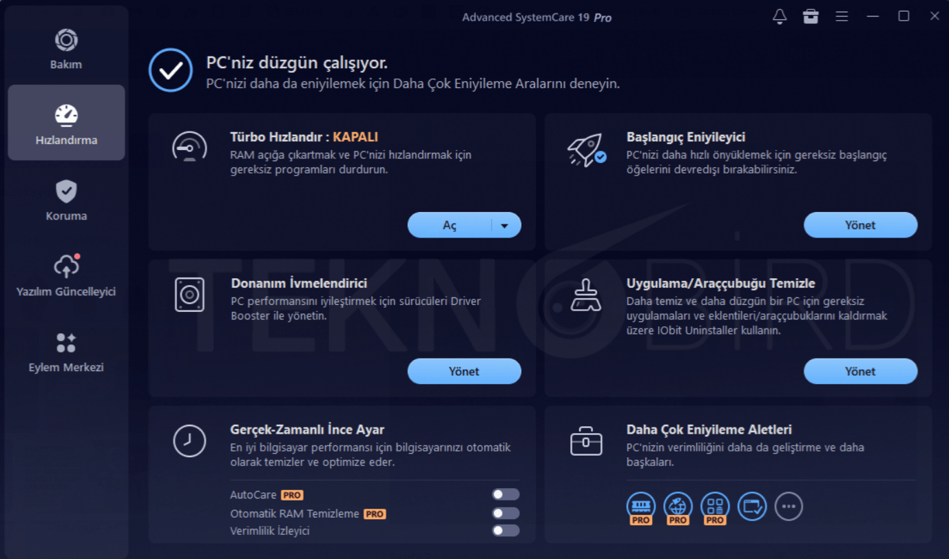 Advanced SystemCare 19 Pro Bilgisayar Hızlandırma