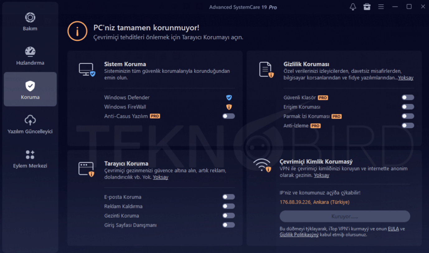 Advanced SystemCare PRO 19 Bilgisayar Koruma