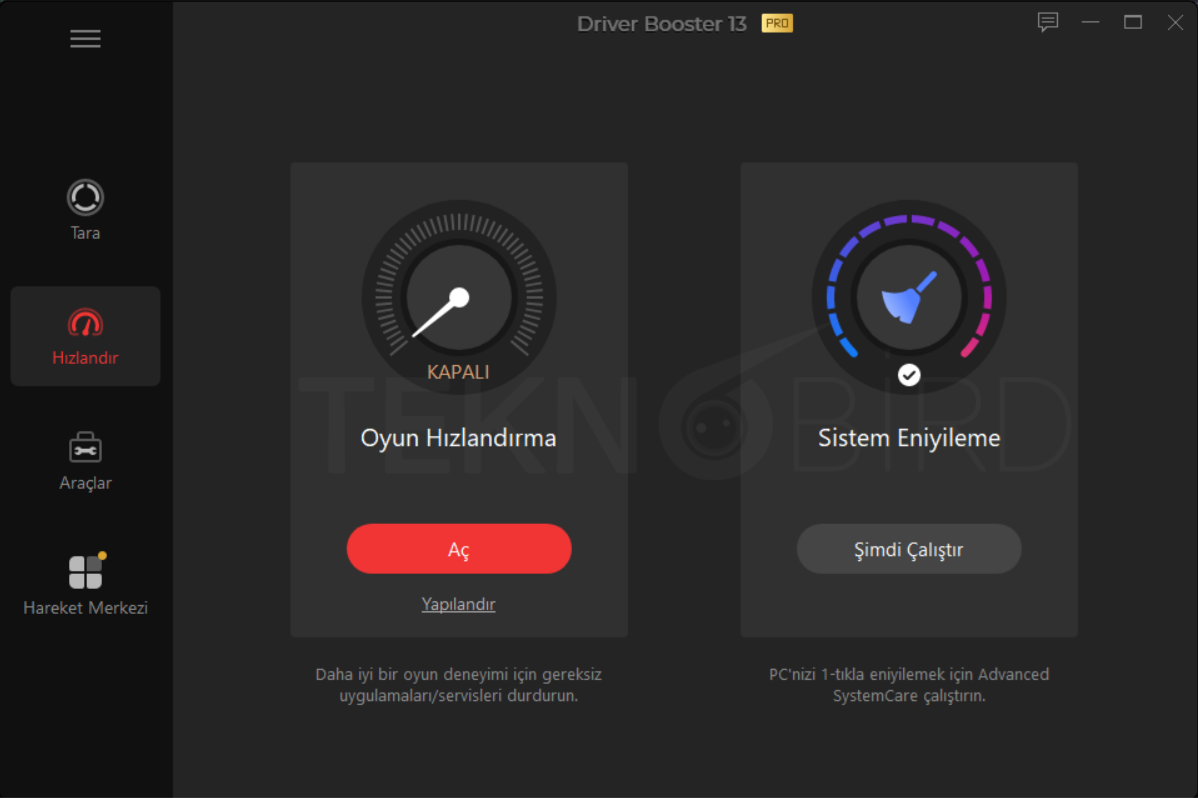 Driver Booster 13 PRO Hızlandırma Özellikleri: Oyun Hızlandırma ve Sistem Eniyileme