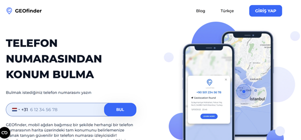 GEOfinder telefon numarasından konum bulma