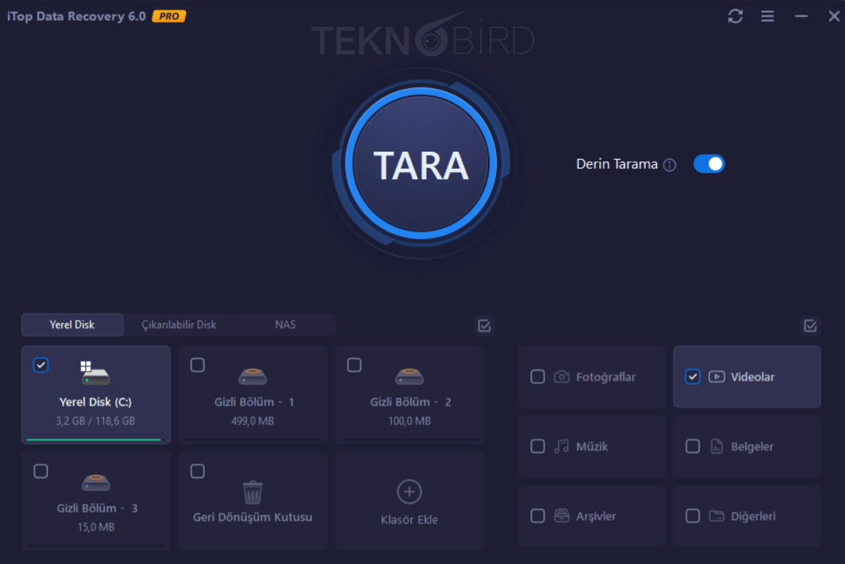 iTop Data Recovery 6.0 PRO – Derin Veri Tarama Ekranı