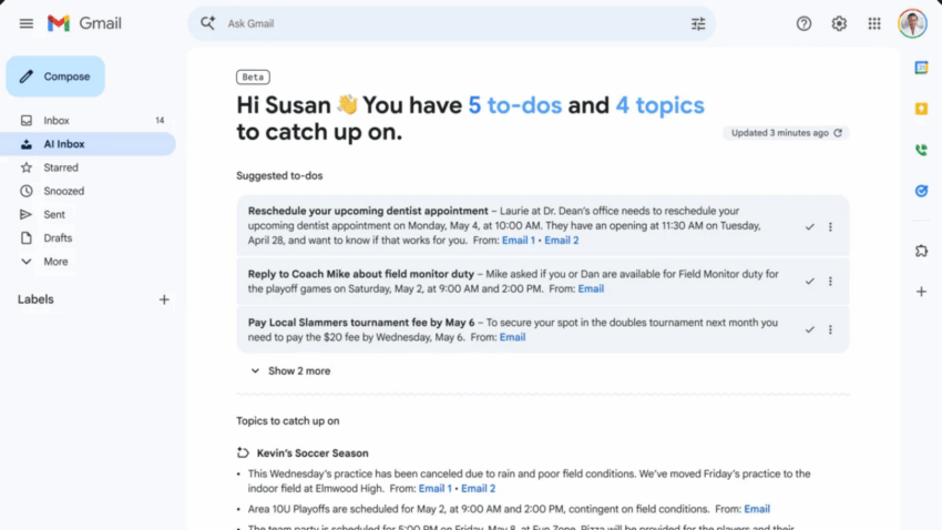 Google, Gmail İçin Yeni “AI Inbox” Özelliğini Tanıttı