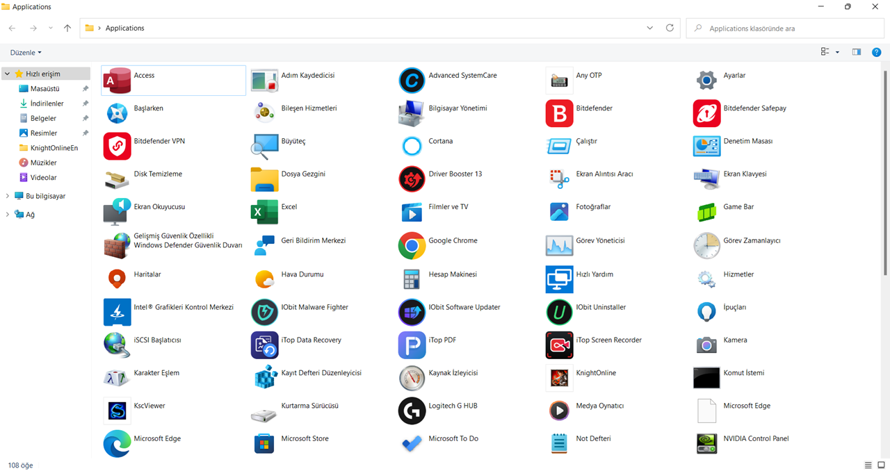 Windows 11’de shell:AppsFolder ile Tüm Uygulamaları Tek Ekranda Görüntüleme