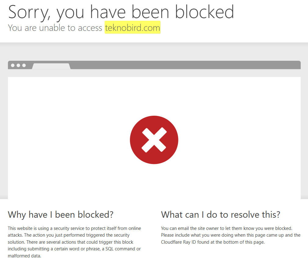 Cloudflare Sorry You Have Been Blocked Hatası Ekran Görüntüsü