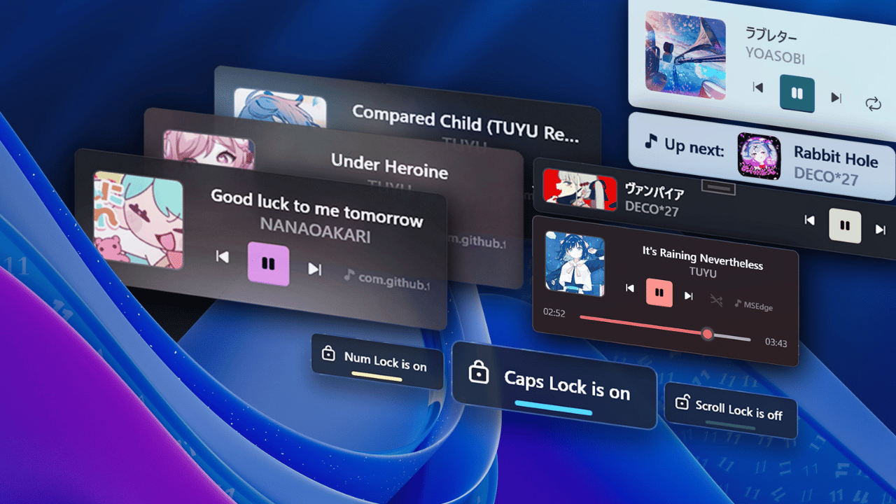 Windows 11 Medya Oynatıcı ve Kilit Bildirim Tasarımları