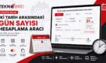 İki tarih arasındaki gün hesaplama aracı ekranı. Gün, hafta, ay ve yıl farkını ücretsiz hesaplayın - Teknobird.