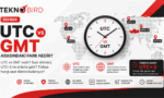 UTC ve GMT arasındaki farkı gösteren modern infografik. UTC, GMT, UTC+3, Türkiye saat dilimi ve dünya saat dilimleri hakkında bilgilendirici kapak görseli.