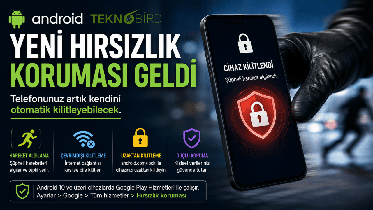 Google Android’e Yeni Hırsızlık Koruması Getirdi: Telefonunuz Artık Kendini Otomatik Kilitleyebilecek