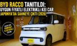 BYD Racco elektrikli kei car modeli Japonya'da 2026 tanıtım etkinliğinde sergileniyor.