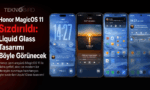 Honor MagicOS 11 Liquid Glass tasarımını gösteren telefon arayüzleri