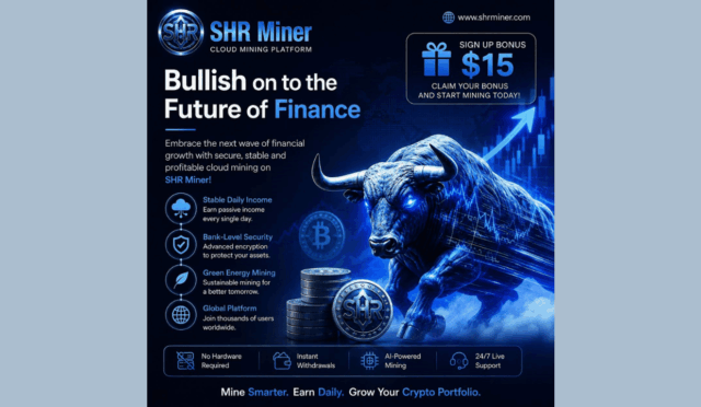 SHR Miner has launched a free cloud mining service for holders of BTC, XRP,  and ETH, offering daily earnings of $10,700 or more