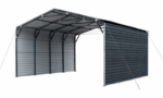 A square metal carport parks differently than a long one, and that decides the layout