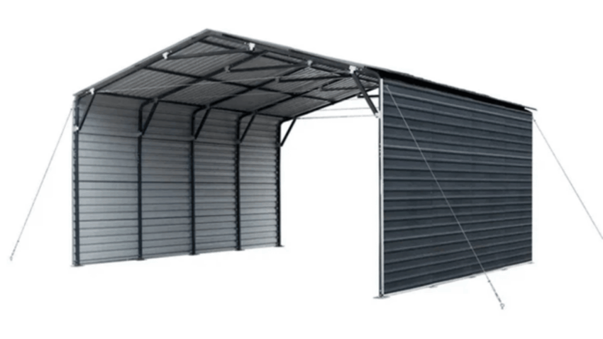 A square metal carport parks differently than a long one, and that decides the layout