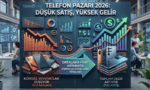 2026 yılı akıllı telefon pazarı istatistiklerini gösteren; küresel sevkiyatların %12 azalmasını, premium modellere yönelimi ve toplam gelirin %12 artmasını yansıtan 3 boyutlu infografik.