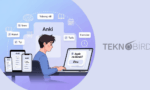 Anki uygulamasını bilgisayar ve mobil cihazlarda kullanarak yabancı dil, tıp ve hukuk gibi farklı alanlarda çalışan bir öğrenci illüstrasyonu.