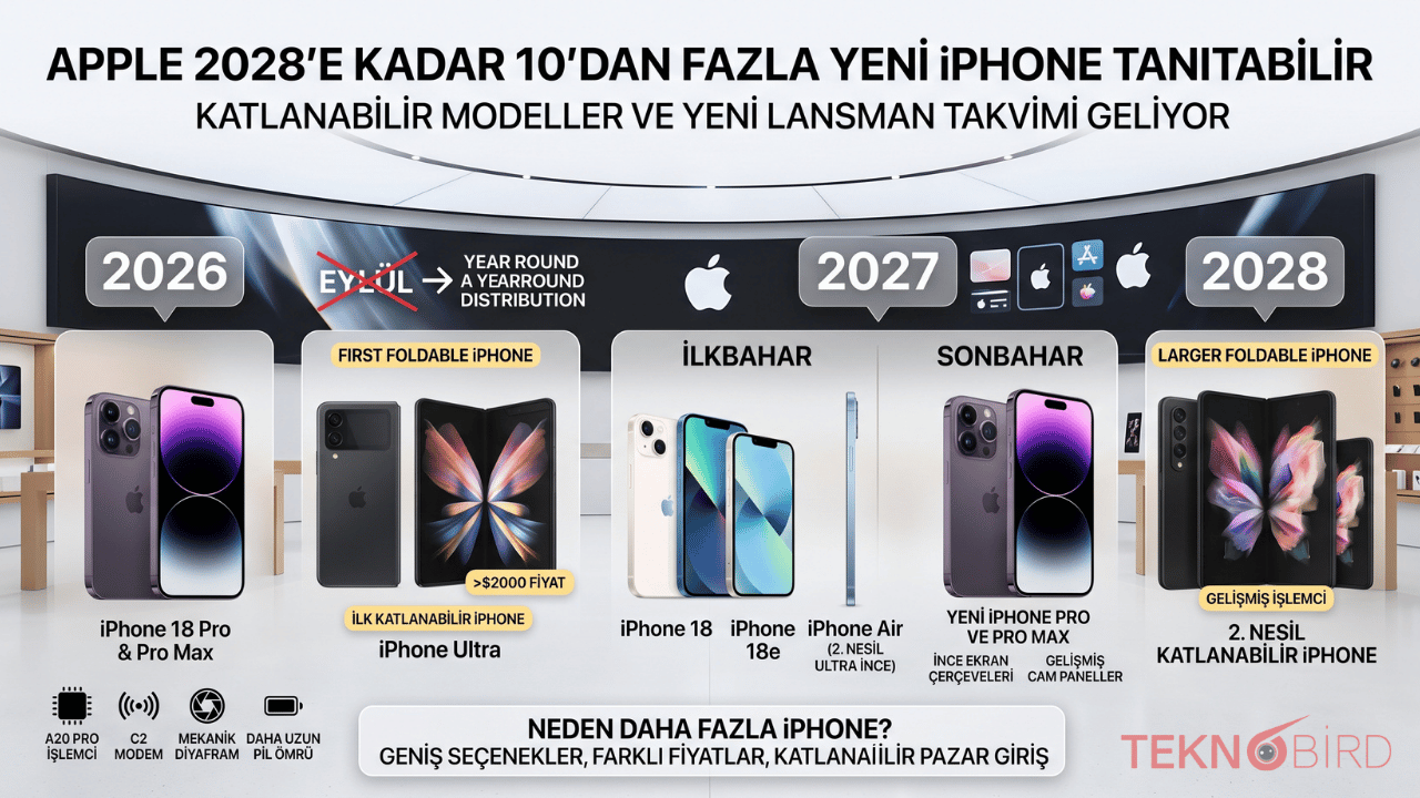 Apple 2028’e Kadar 10’dan Fazla Yeni iPhone Tanıtabilir: Katlanabilir Modeller Geliyor