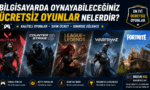 Valorant, Counter Strike 2, League of Legends, Warframe ve Fortnite oyunlarına ait karakterlerin yer aldığı, bilgisayar için en iyi ücretsiz oyunlar listesi kapak görseli.
