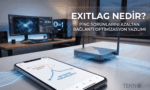 ExitLag yazılımının ping düşürme mantığını gösteren; akıllı telefon ekranında verimsiz ve optimize edilmiş ağ rotalarının yer aldığı, arka planda ise oyuncu bilgisayarı bulunan kapak görseli.